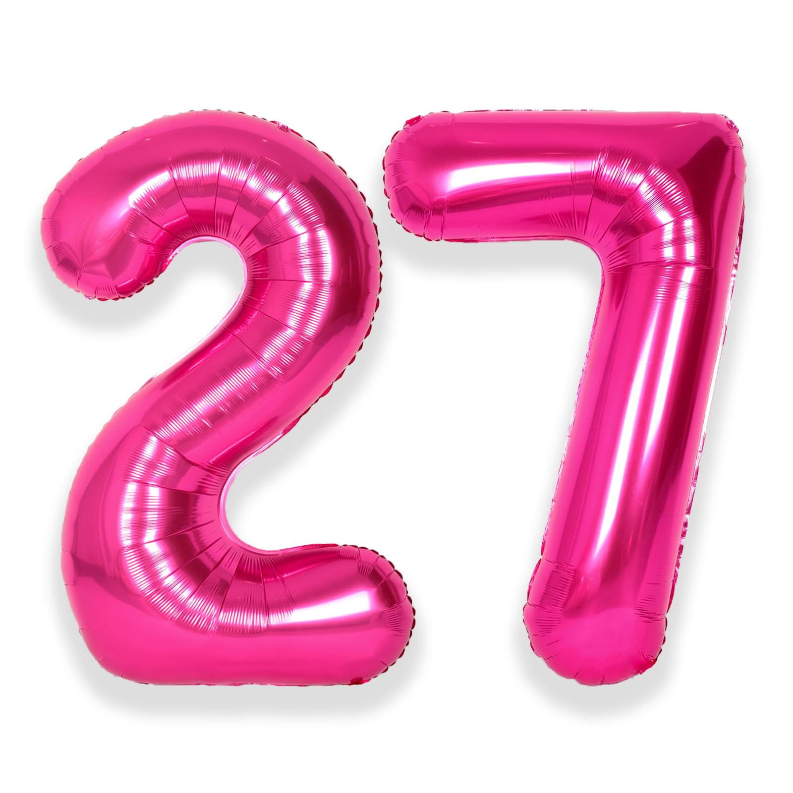 Photo 1 of SUWEN 40 Inch Large Hot Pink 27 Balloon Numbers Big Foil Helium Number Balloons 0-9 Jumbo Happy 27th Mylar Birthday Party Decorations for Women 72 Anniversary Party Supplies