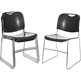 OEF Furnishings OEF8510/4 Ultra-Compact Plastic Sled Base Stack Chair (Simple Black, 4-Pack)