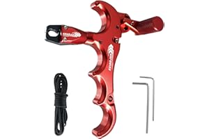 xxiaojun Compound Bow Aid Releaser and D Loop Rope，Adjustable Can Rotate 360° Thumb Release Bow Aluminum Alloy Aids，Archery Release Aids