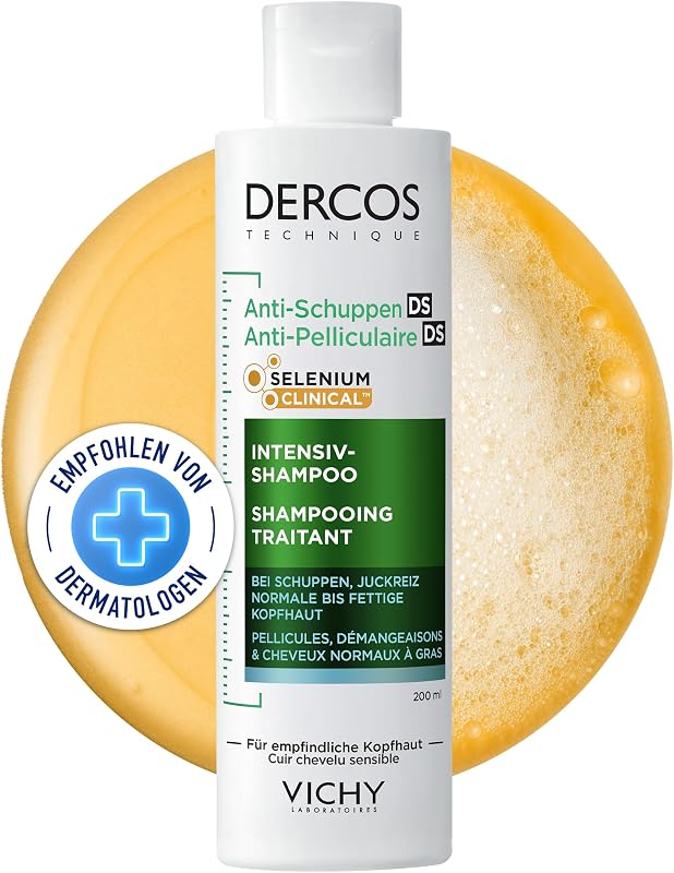 Dercos Psolution Anti Schuppen Shampoo 200 ml für fettige, juckende Kopfhaut & fettiges Haar - Tiefenreinigungsshampoo für Damen & Herren
