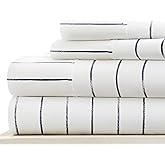 Linen Market 4 Piece Queen Bedding Sheet Set (Navy Blue Stripes) - Sleep Better Than Ever with These Ultra-Soft & Cooling Bed Sheets for Your Queen Size Bed - Deep Pocket Fits 16" Mattress