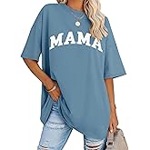 LOMON Oversized T Shirts for Women Short Sleeve Crewneck Summer Tops Loose Casual Mama Shirts Basic Tee