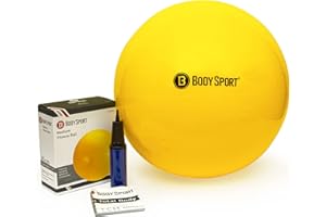 Body Sport Exercise Ball with Pump for Home, Gym, Balance, Stability, Pilates, Core Strength, Stretching, Yoga, Fitness Facilities, Desk Chairs