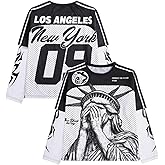 GORGLITTER Men's Graphic Tees 2 in 1 Long Sleeve Crewneck Streetwear T Shirt