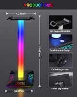Hcman RGB Headphone Stand 2 USB Type C LED Gaming Headset Holder for PC Desk view 5