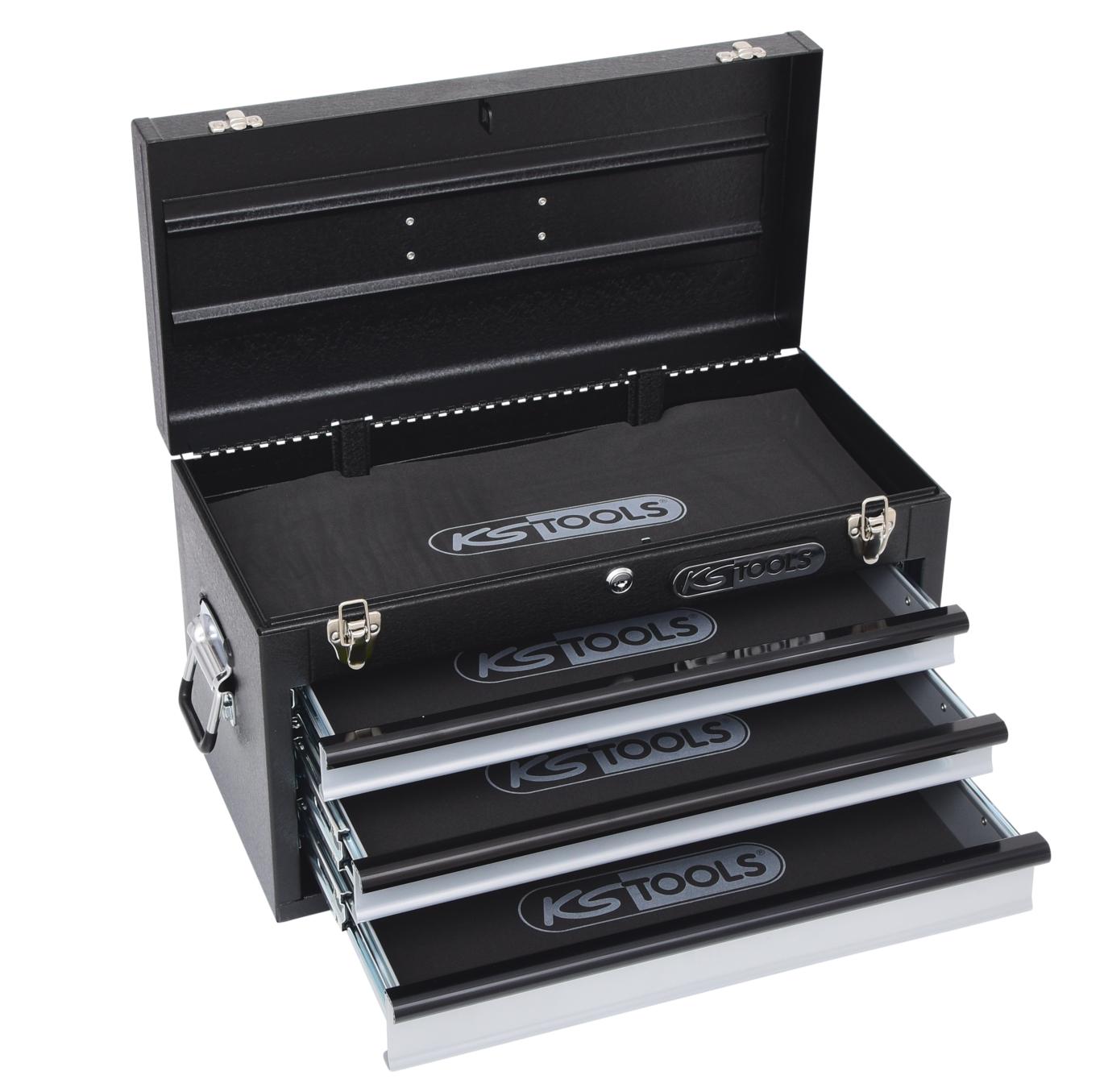 KS Tools 801.0003 Caja de herramientas de metal/3cajones/negra, 508x255x303mm