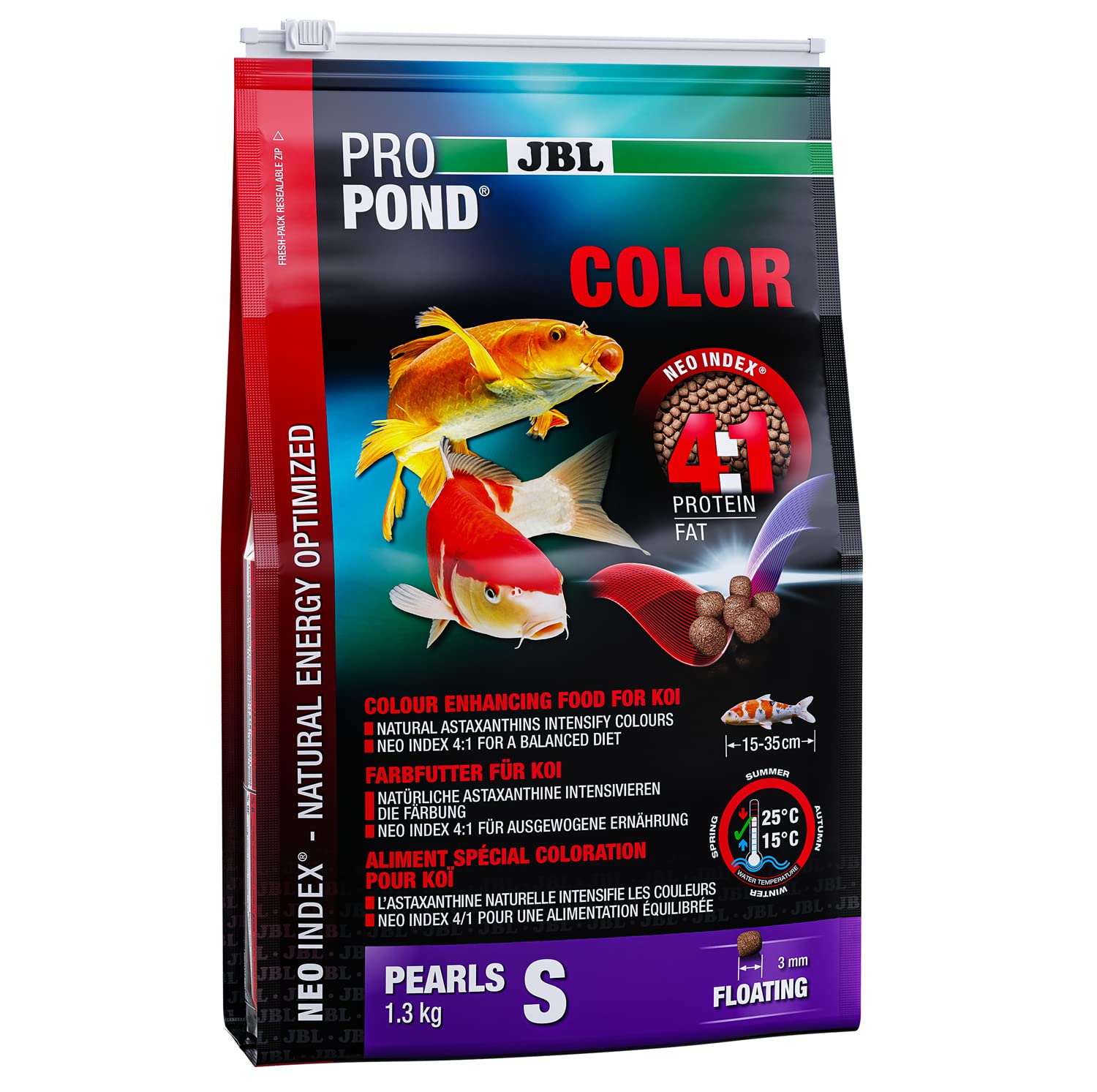 JBL Colour Food for Koi, Floating Food Pearls, Special Food, ProPond Color, Size S, 1.3 kg