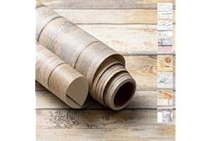 VERY BERRY STICKER Waterproof Rustic Sticky Wallpaper (19.6" x 118", Light Texture, Light Brown Panel) Stick on Peel and Stick Wallpaper Countertop Removable