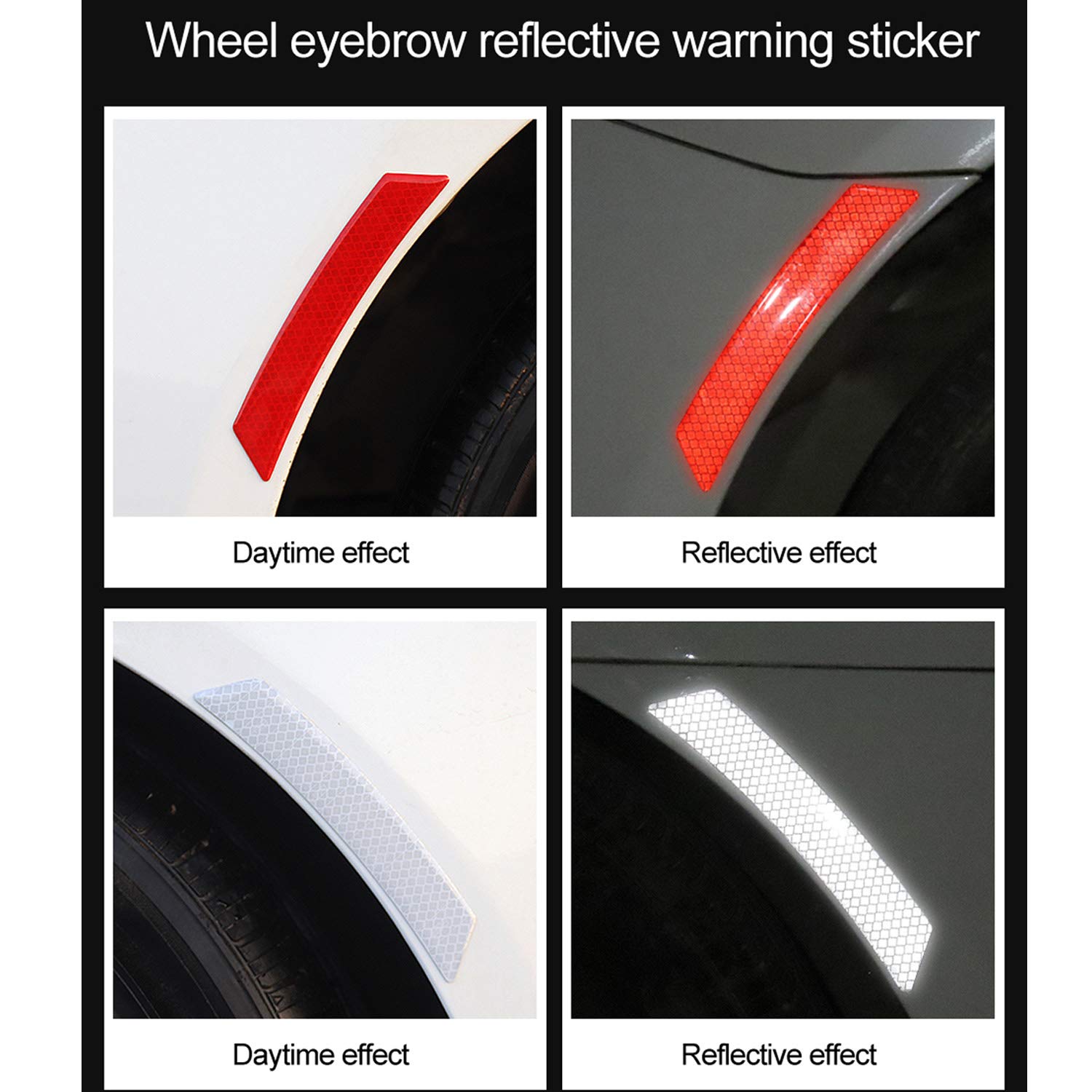 LOCEN Car Reflective Warning Sticker Wheel Side Door Edge Bumper Strip Protection Waterproof for Universal Household Appliances Buses - 2 Pack - Red