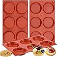 Ocmoiy Silicone Muffin Top Pans/Egg Molds for Baking Non-Stick 3" Round Silicone Mold for Muffins, Eggs, Tarts, Corn Bread, 6 Cavities Whoopie Pie Pan Pack of 3