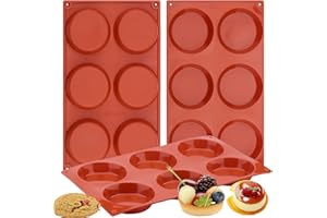 Ocmoiy Silicone Muffin Top Pans/Egg Molds for Baking Non-Stick 3" Round Silicone Mold for Muffins, Eggs, Tarts, Corn Bread, 6 Cavities Whoopie Pie Pan Pack of 3