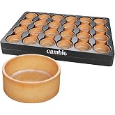Cambie Sweet Round Mini Tart Shells, 1.38" Diameter, French Style Tart Shells with White Chocolate Coating (Pack of 96)