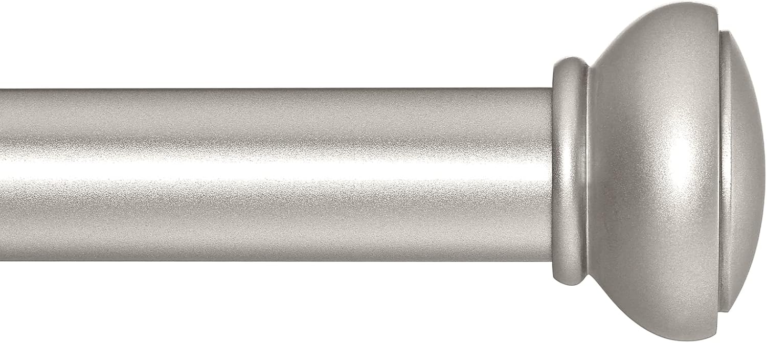 Window Treatment Hardware - SIMEWIN Curtain Rods for Windows 28 to 88 Inches Adjustable 1 Inch Diameter Decorative Single Window Curtain Rod Set with Rounded Cap design Finials, Silver
