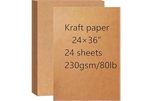 24×36” Large Kraft Paper Sheets Brown cardstock 24Pcs 230gsm/80lb for Painting, DIY, Heavy-Duty Packaging, and Crafts,Busines