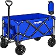 Collapsible Folding Wagon Cart,Heavy Duty Garden Cart with All Terrain Wheels,Portable Large Capacity Utility Wagon Cart for Camping Fishing Sports Shopping,Royal Blue
