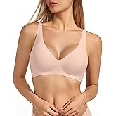 VQJ Women's Wireless Soft Jelly Push Up Bra with Deep V Plunge & Light Support, No Underwire Comfort Everyday Bralette