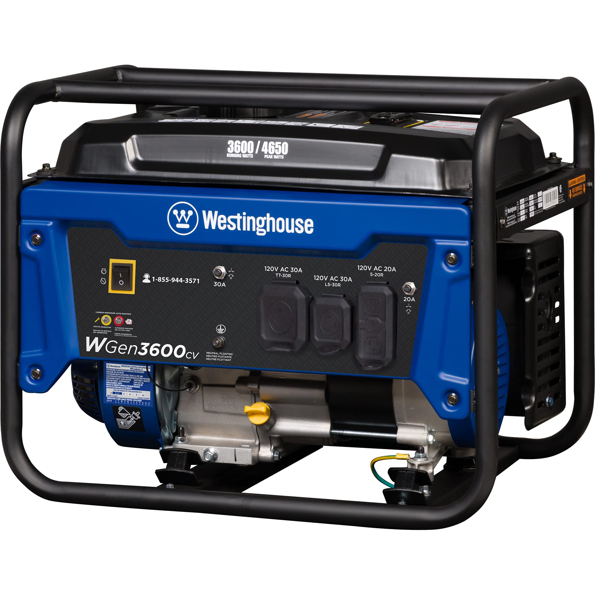Westinghouse 4650 Peak Watt Portable Generator, RV Ready 30A Outlet, Gas Powered, CO Sensor