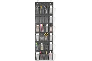 Space-Saving Over Door Shoe Organizer with 24 Large Ventilated Mesh Pockets, Heavy Duty Closet Hanger Holds Up to for Shoes &