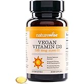 NatureWise Vegan Vitamin D3 5000iu (125 mcg) D3 from Lichen - Supports Immune, Muscle, Bone Health - High Absorption with Org