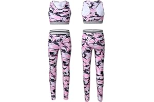 CHICTRY Kids Girls' 2 Piece Athletic Leggings with Tank Crop Tops Outfits sets for Gymnastics Sports Workout Fitness