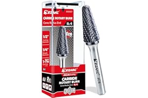 EZARC AlCrN Carbide Rotary Burr Bit (Pro), SL-5 Double Cut Carbide Burr 1/4" Shank Die Grinder Cutting Burrs Bit for Hard Met