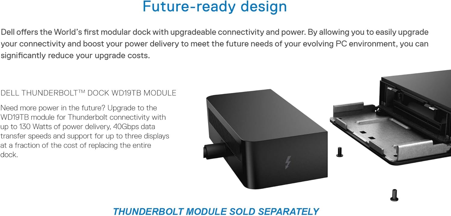 Dell WD19 130W Docking Station (with 90W Power Delivery) USB-C, HDMI, Dual DisplayPort, black: Electronics