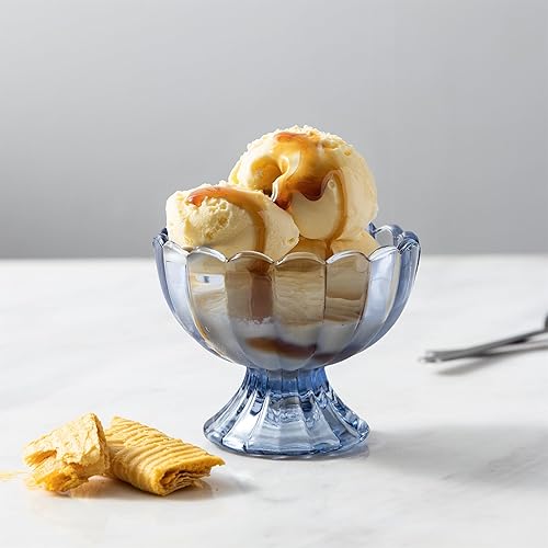 6PCs Set 5oz Small Cute Footed Tulip Glass Dessert Bowls/Cups - View #7