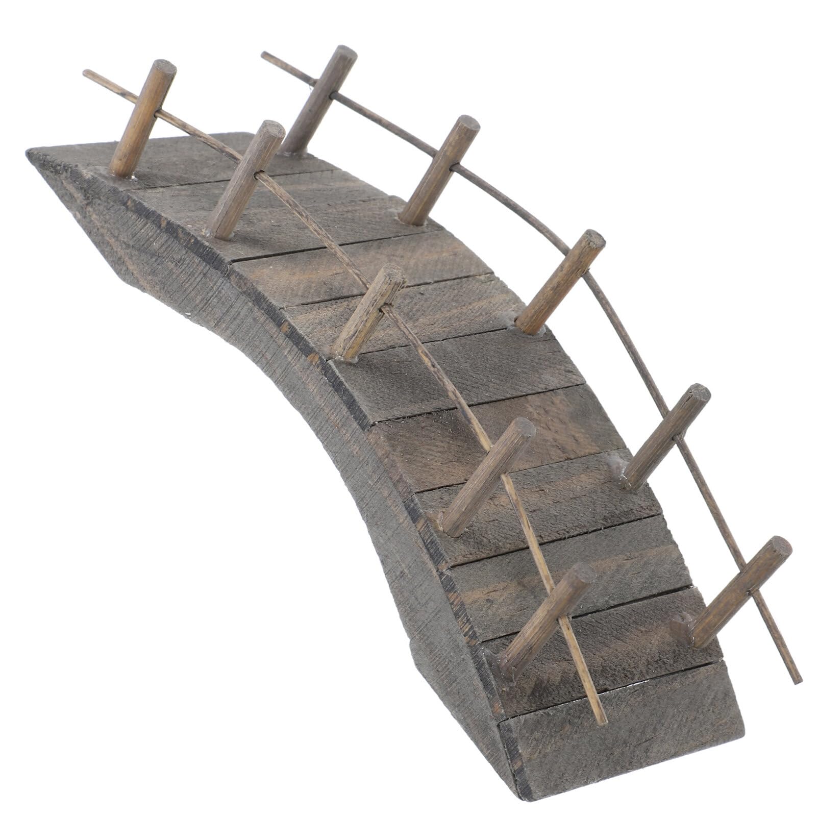 Toyvian Miniature Wooden Arch Bridge Mini House Garden Decor 5.5 Inch Fairy Garden Micro Landscape Accessory for Dollhouse Plant Pot Decoration