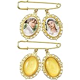 Qulkws 2 Pcs Wedding Bouquet Photo Charm Bouquets Charms for Wedding Memory Bridal Bouquet Picture Charm Lacy Oval Bridal Angel Charms Double Pendant Style for Friend Graduation Gift