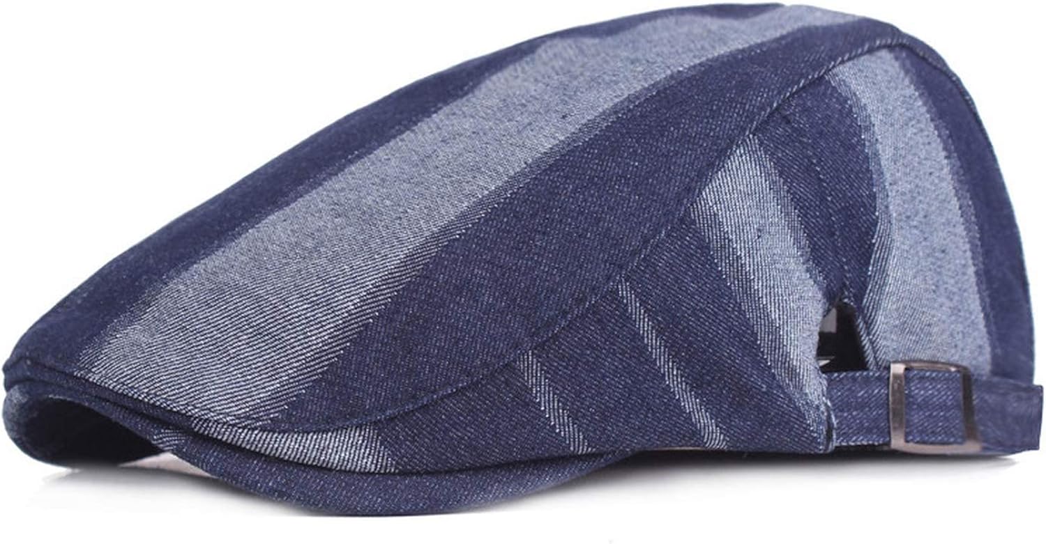 Blue Denim Beret Hats for Men Outdoor Casual Berets Caps, Dark Blue at
