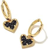 ALoveSoul Plated 14k Gold Heart Cubic Zirconia Dangle Hoop Earrings for Women