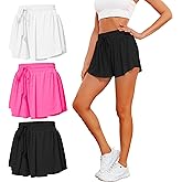 TYCTOS 2 in 1 Flowy Athletic Shorts for Women - Gym Double Layer Butterfly Shorts Pack