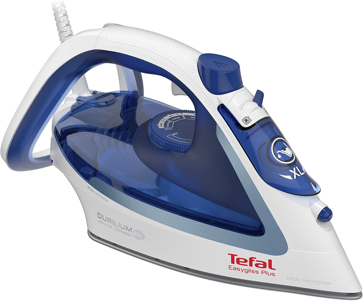Tefal FV5736 Easygliss Dampfbügeleisen (2500 Watt, extra Dampfstoß: 220 g/Min., Tankfüllmenge: 270 ml) blau/weiß