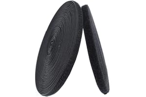 IHKFILAN 3/8'' Width x10 Meters Length Black Sew On Hook and Loop Tape Fastening Nylon Fabric Tape (Black, 3/8 Inch x 10Meters)