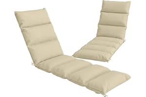 Outsunny Outdoor Lounge Chair Cushion Set of 2, 26" x 79.9" x 3.9", Reversible Chaise Lounge Cushions with Removable Washable
