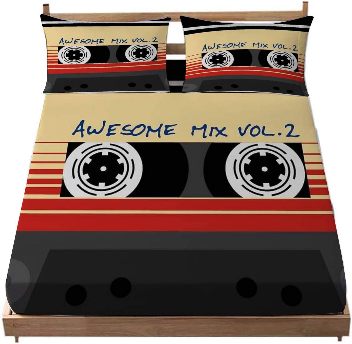 Deep Pocket Fitted Sheet Awesome Mixtape Vol 2 Cassette Retro
