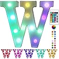 Pooqla Colorful LED Marquee Letter Lights with Remote – Light Up Marquee Signs – Party Bar Letters with Lights Decorations for The Home - Multicolor W