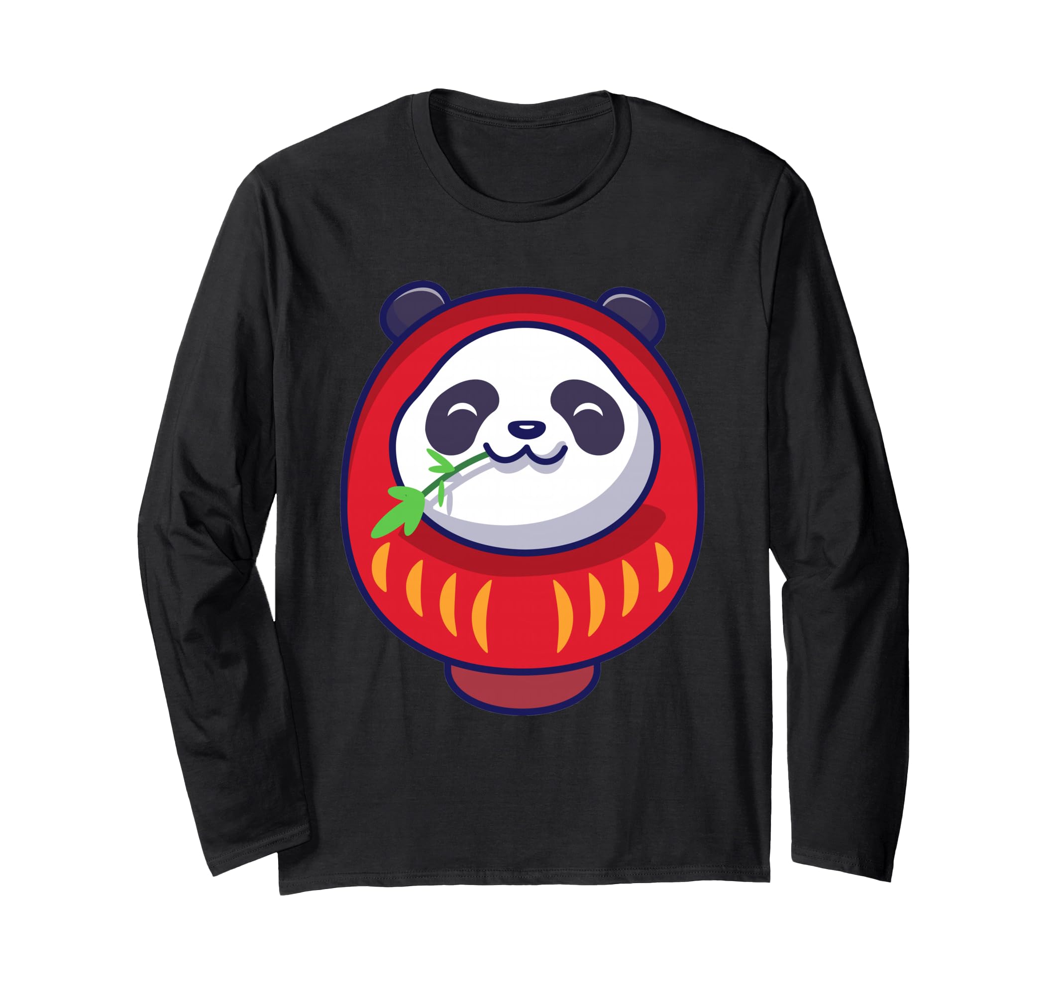 Japanese Daruma Doll Japan Cute Kawaii Panda Bear Long Sleeve T-Shirt