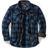CQR Men's Long Sleeve Heavyweight Fleece Shirts, Plaid Button Up Shirt, Warm Outdoor Casual Shirt with Pockets