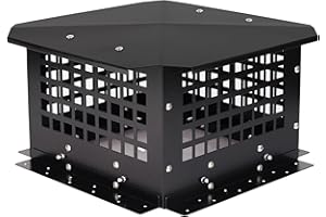 LTSEAME 13" x 13" Chimney Cap, Chimney Cover Fireplace Chimney Flue Caps, Adjustable Metal Strips with Bolts Screws Black (13" x 13")