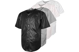 JKNAKN Blank Baseball Button Down Jersey Plain Short Sleeve Hipster Hip Hop T Shirts Jersey