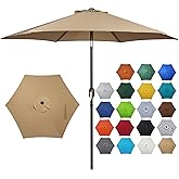 Blissun 7.5 ft Patio Umbrella, Yard Umbrella, Outdoor Market Umbrella with Push Button Tilt Crank (Tan)
