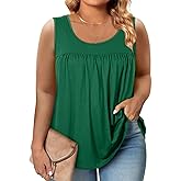 Eytino Plus Size Tank Tops for Women Sleeveless Crew Neck Summer Casual Loose Tee Shirts(1X-5X)