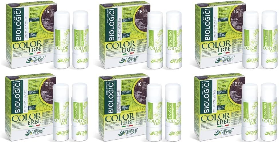 Natur Herbs – Color Herbs Bio Copper Clear N.16 – 6 Packs of 60 ml Tone on Tone, Permanent, to oxidation, Free of Formaldehyde, Ammonia, sulpho-resorcinol, Nonoxynol, S.L.S., Parabens, Allergen-Free Scent, does not contain Metals and Nickel tested