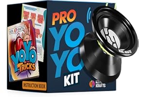 KOOL KRAFTS Professional Responsive Yoyo Kit, Premium Alloy Yo-Yo for Kids and Beginners with Easy-to-Follow Top 25 Tricks Book, Yoyo Glove, Storage Sack, 10 Colored Strings, and Bearing Tool, Great Gift for Boy.