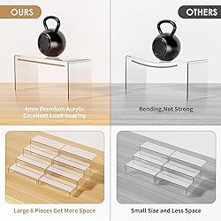 2 Set Large Acrylic Risers, 8 Pcs Rectangular Clear