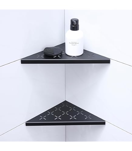 Qeke Lot De 2 étagères De Douche D'angle Encastrées De 25,4 Cm En Nickel Brossé, Acier Inoxydable 304, Sans Perçage