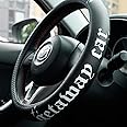 Getaway Car Leather Steering Wheel Cover - 15-inch Universal Microfiber- Soft & Breathable & Silicone Anti Slip Auto Steering Wheel Wrap for Women