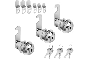 PERTINEL Cabinet Cam Lock Keyed Alike, 1-1/8'' Cam Locks with Keys 3PCS Secure File Drawer Mailbox RV Storage Replacement Set, Chrome-Finish(1-1/8 Inch 3Pcs)