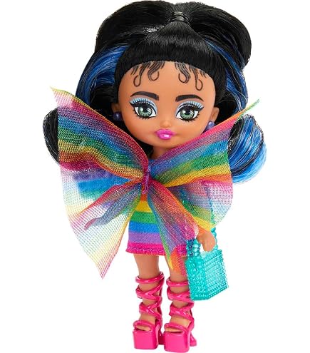 Barbie Extra Mini Minis Doll With Burgundy Hair & Red Ruffle Dress - 3.25 Inch Fashion Doll With Accessories & Stand